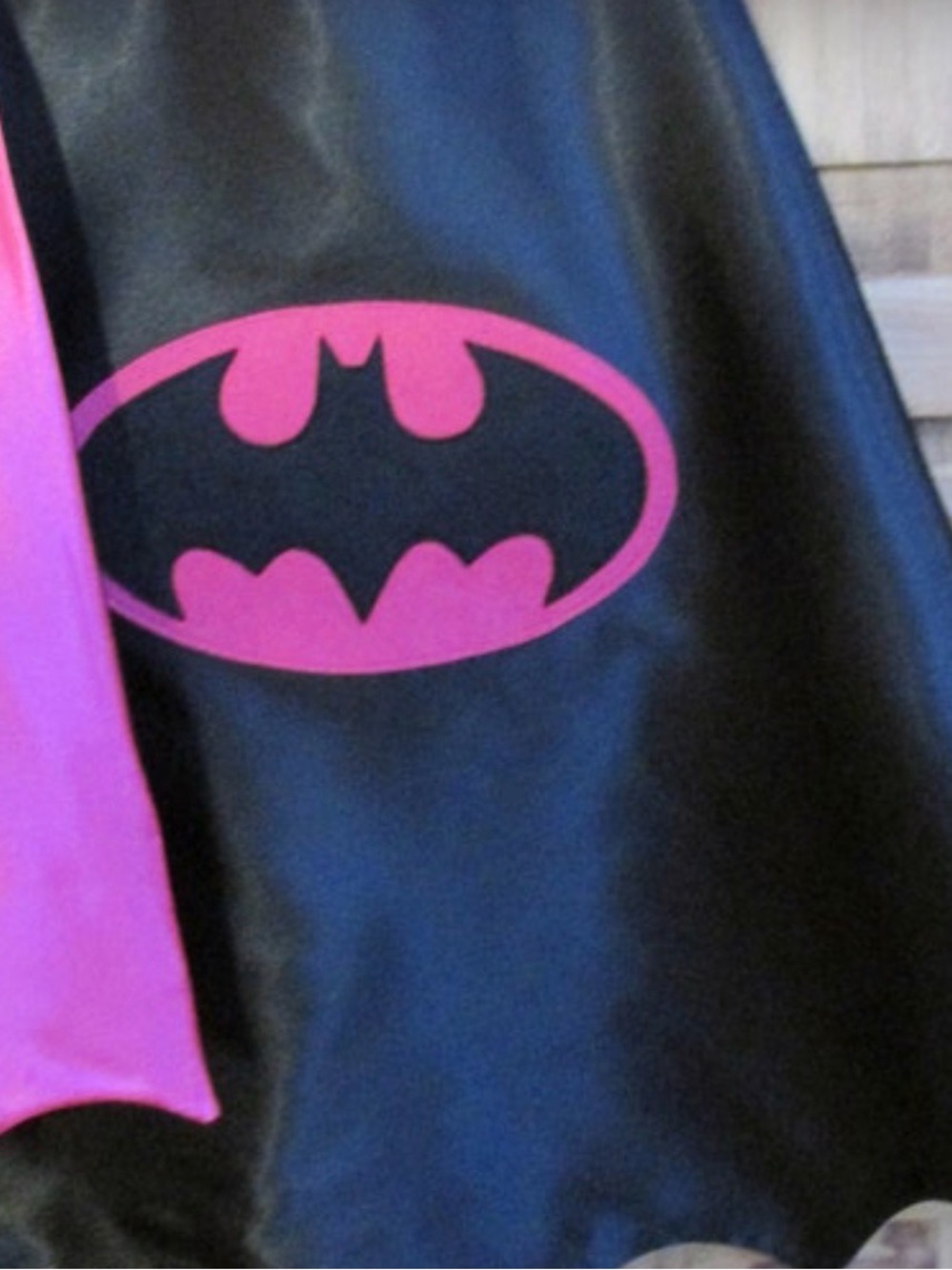Batman Logo Kids Cape - Black with Pink Accents